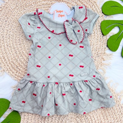 Vestido Cerejinha com Gola Retrô - Verde